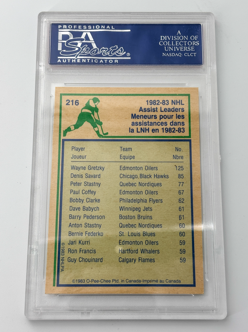 1983 O-Pee-Chee Wayne Gretzky Assist Ladder #216 PSA 8