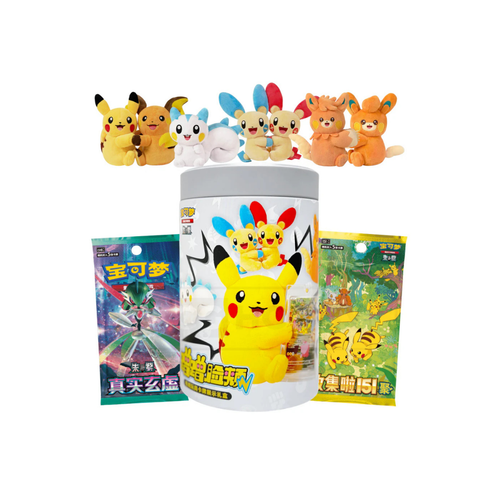Pokemon Simplified Chinese TCG: Tin with Mystery Plush and Card